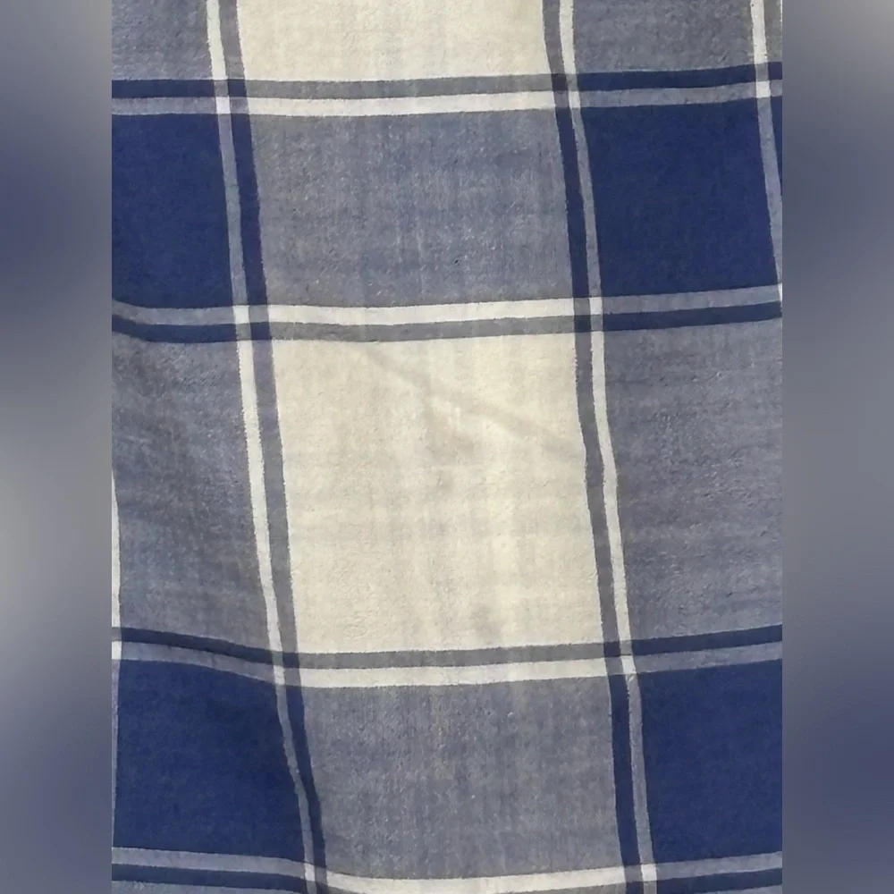 J. Crew Navy and Cream Plaid Madras Men's Shirt Sz L